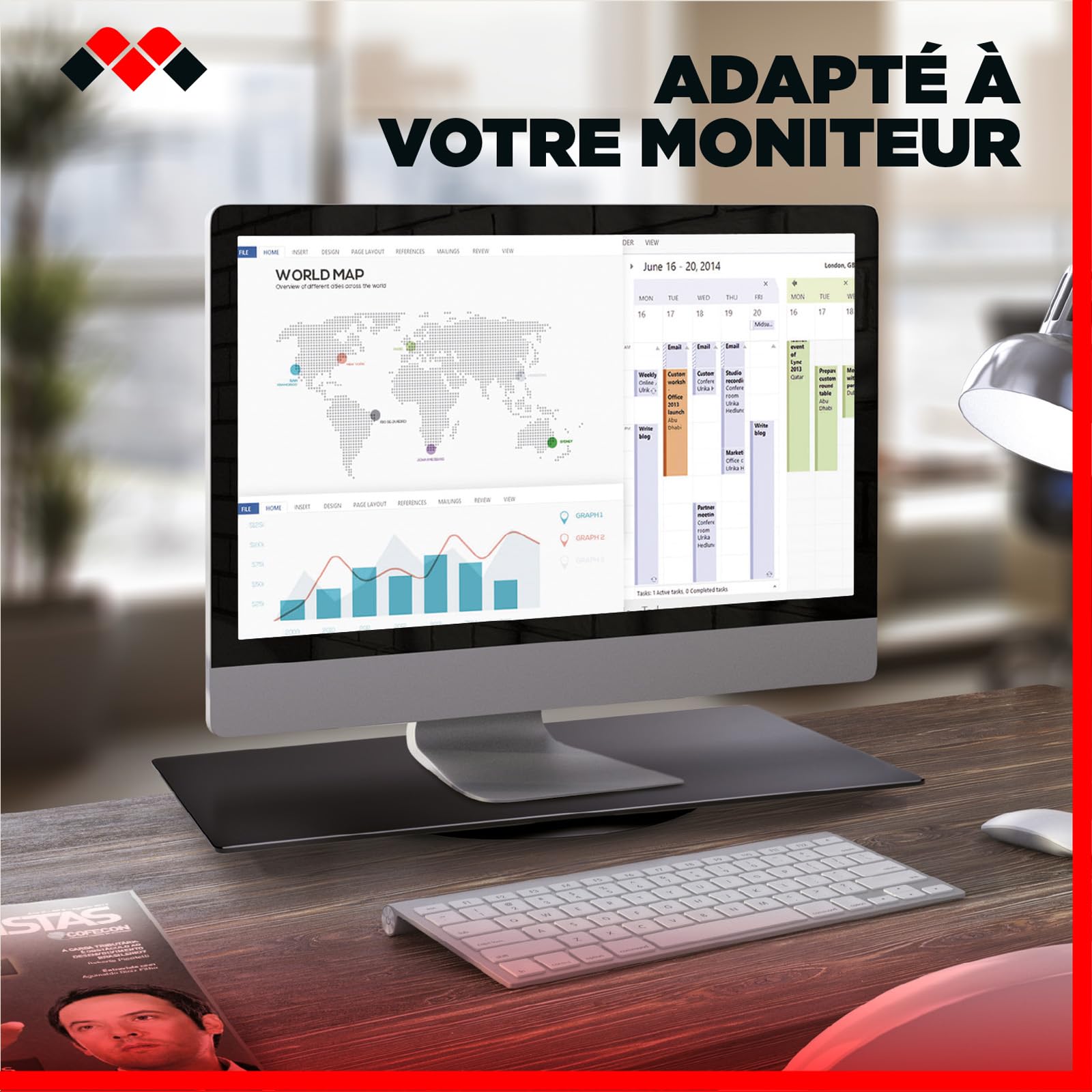 Meliconi ROTOBASE ELITE M, Support Rotatif pour Moniteur et Téléviseur, Base Pivotante 360°, Capacité 70 kg, Verre Trempé, Made in Italy, Noir