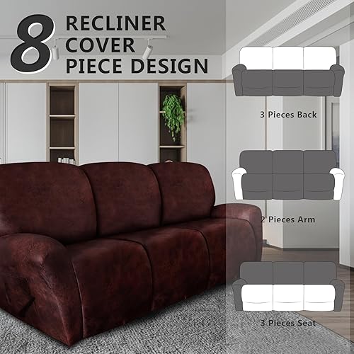 Vista 187 de molasofa Fundas de cuero para sillas reclinables, fundas para sillas reclinables grandes para silla reclinable, 4 piezas, fundas lavables que se