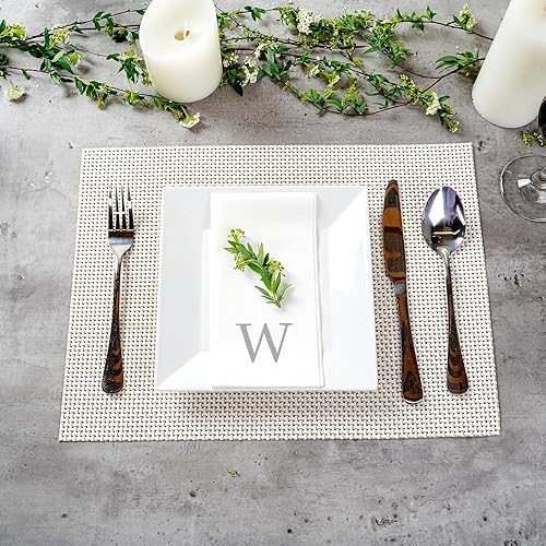 Miniatura 58 de Luxenap - Toallas de invitados de 15.8 x 7.9 pulgadas, 50 toallas de mano con letras plateadas, letra "P", fuente Sans Serif, servilletas de papel