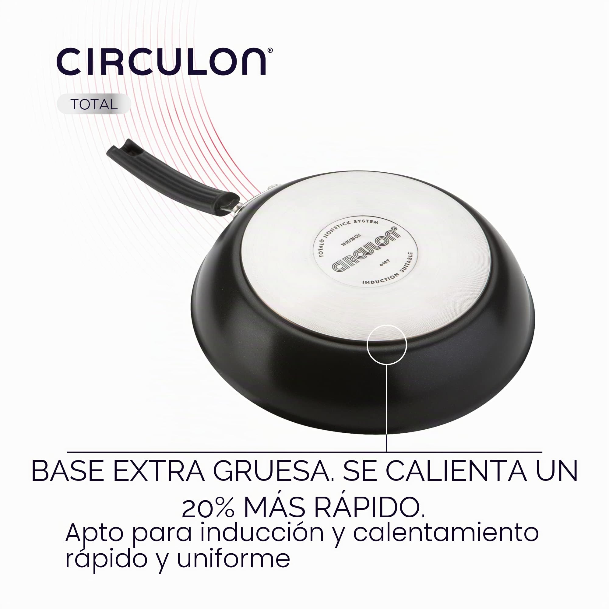 Circulon - Total - Sartén Wok de 30 cm - Antiadherente - Anodizado duro - Inducción - Apto para horno y lavavajillas