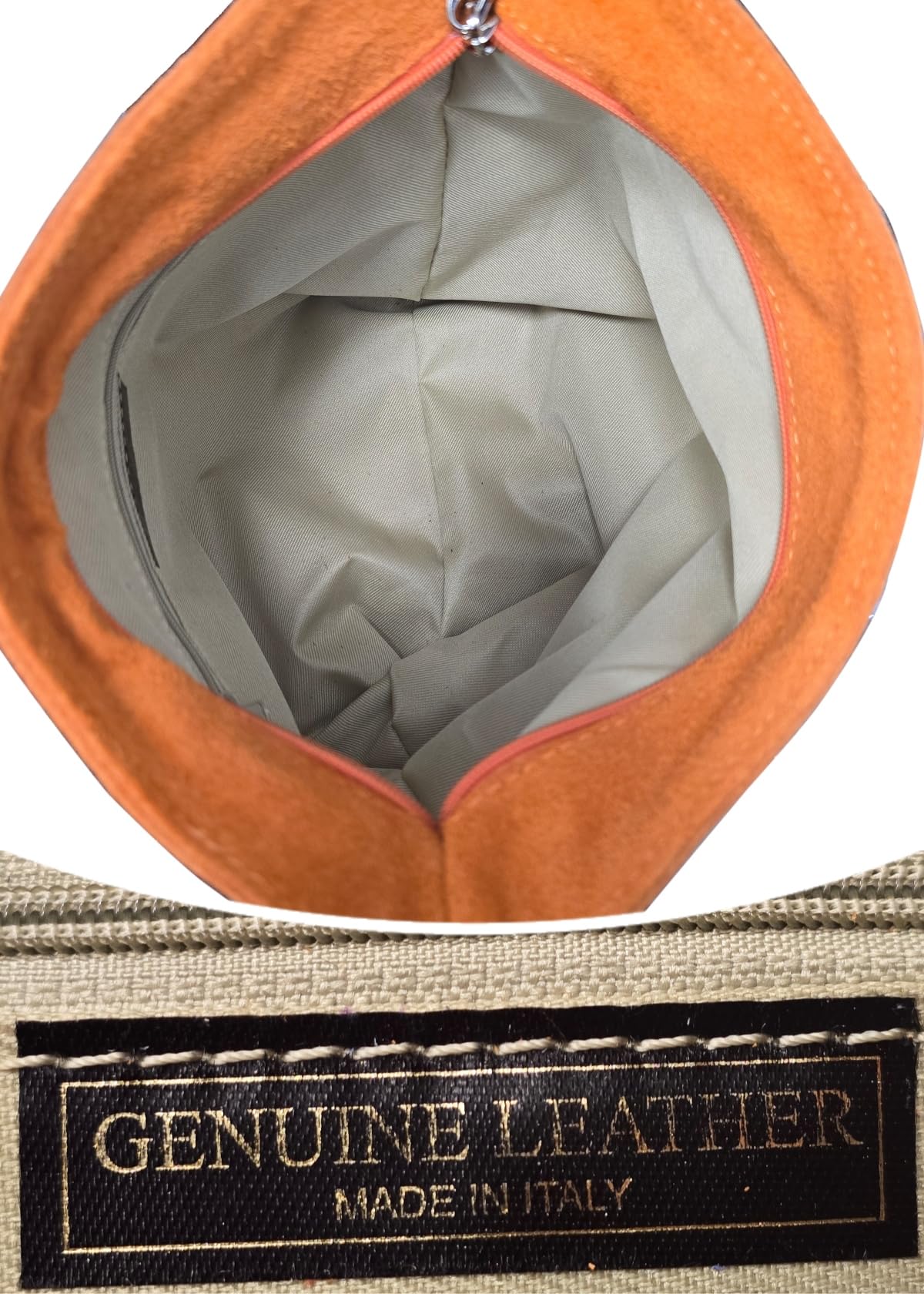 modamoda de - T125 - Borsa a tracolla con frange in pelle scamosciata, pietra, M