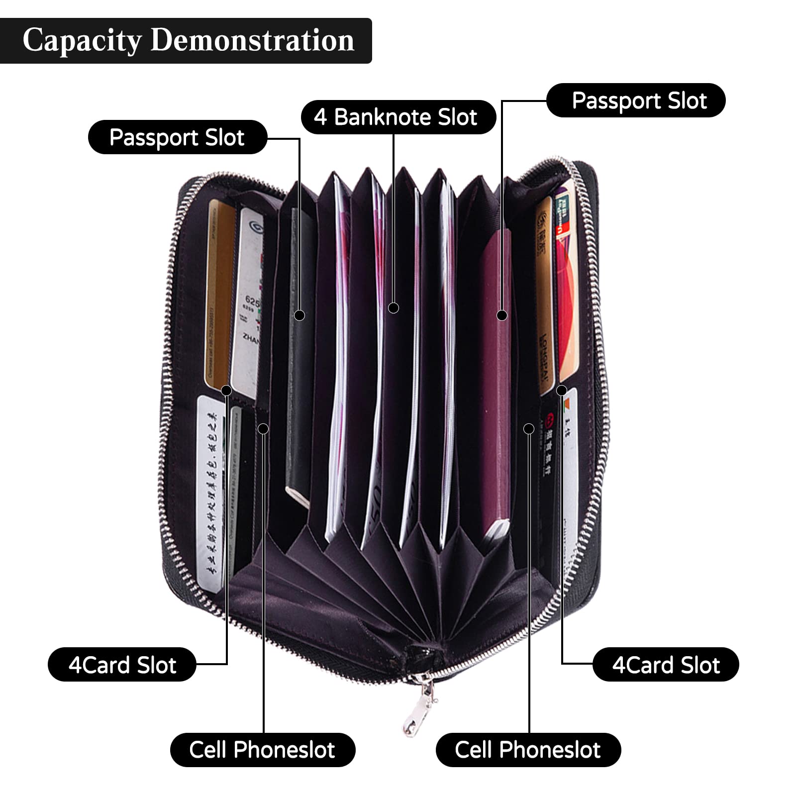 Cartera de Viaje Funda Pasaporte Cartera de Pasaporte con Bloqueo RFID Cuero Porta Documentos Porta Pasaporte para Tarjeta de Crédito para Mujeres Negro