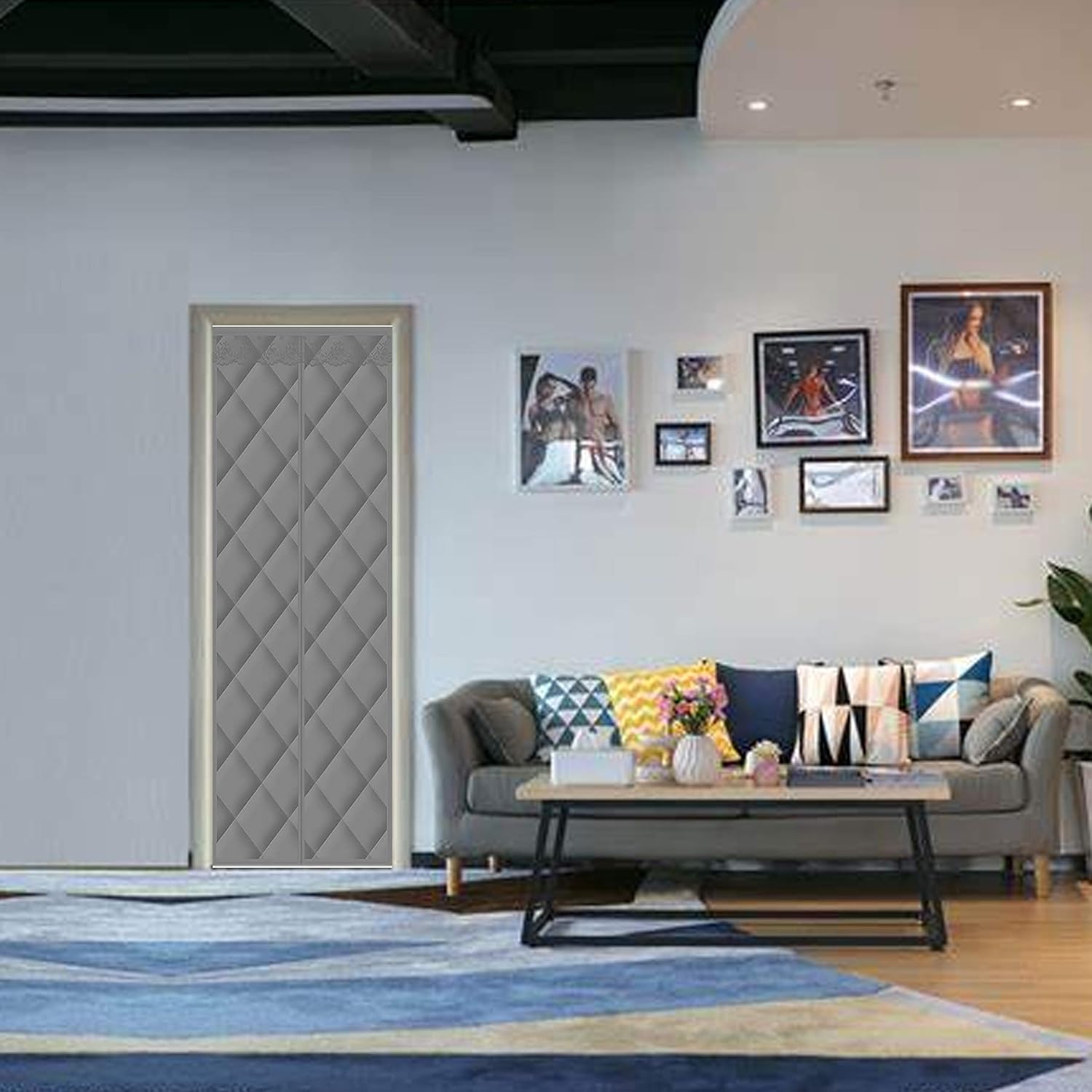 Magnetic Door Curtain Privacy, 44x88inch Winter Thermal Insulated Screen Door Anti Rain and Snow Heavy Duty Winter Waterproof Keep Draft/Warm Panel for Back Doors, Front Doors, Patio Doors