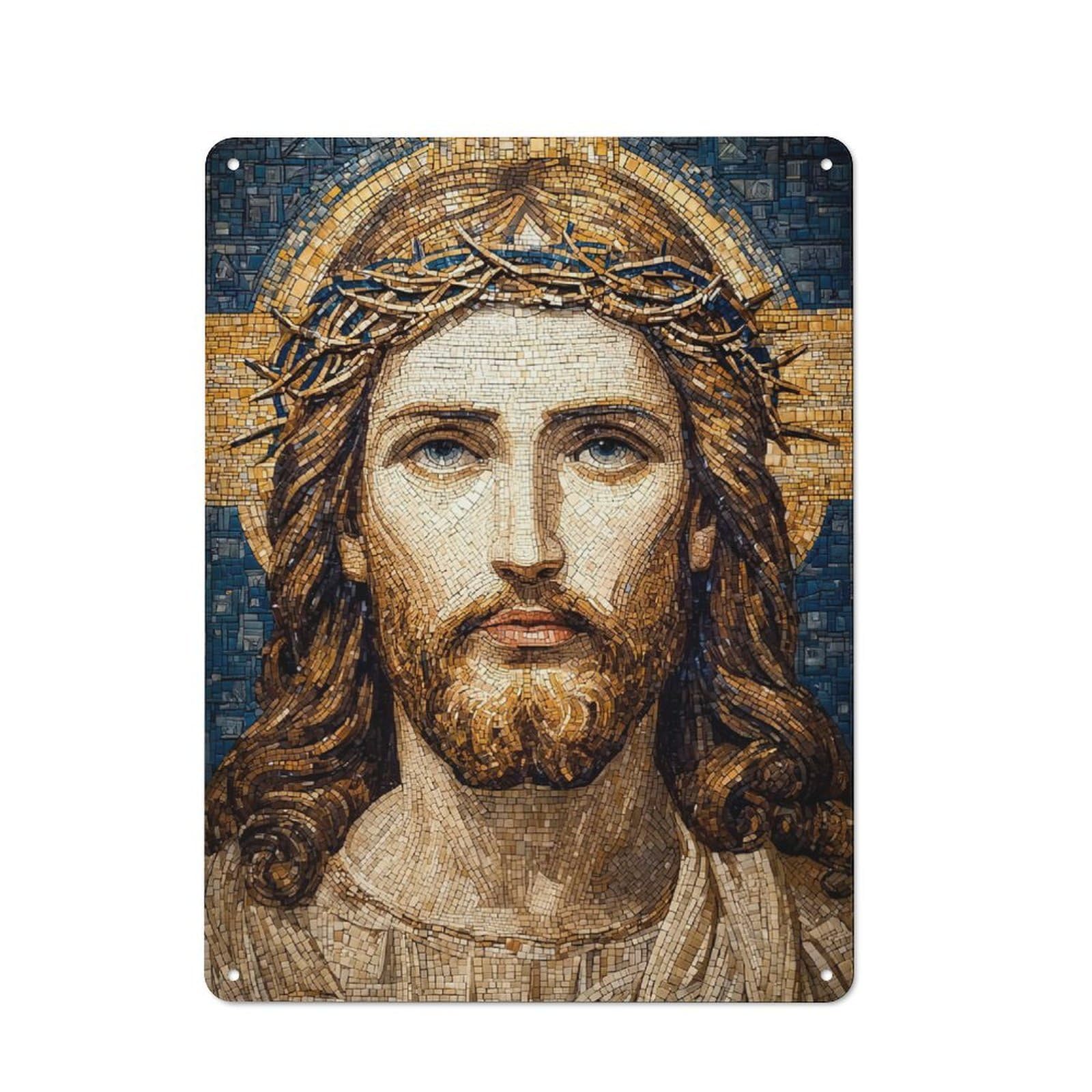 Junmoney Jesus Christ Mosaic Portrait Retro Metal Sign 40X30cm For Garage Wall, For Home Interiors And Metal Sign Collectors