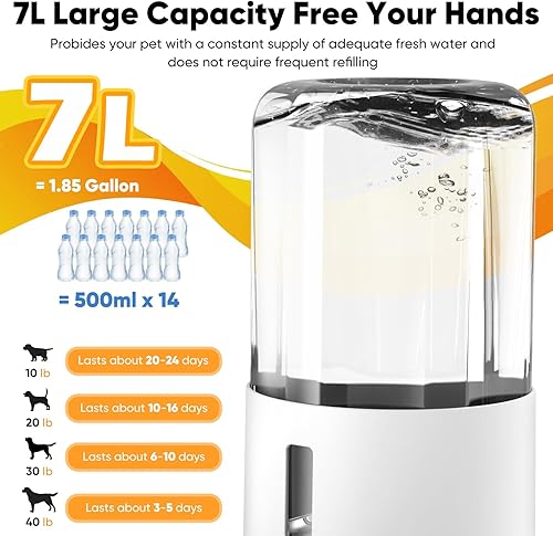 Miniatura 6 de Cuenco dispensador automático de agua para perros, dispensador de agua para mascotas por gravedad con cuenco de acero inoxidable, sin derrames,
