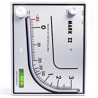 Mark II 25 Liquid Filled Manometer, 3 wc, 3% Accuracy for Pressure Testing | Ideal for furnace, duct, filter and gas pressure checks. Compatible with Dwyer