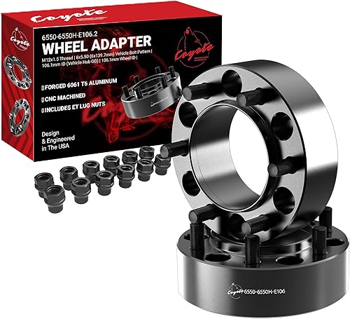 Miniatura 30 de Wheel Accessories Parts 4 adaptadores de espaciadores de rueda centrados en buje de 6x5.5 0.236x5.500 in 2.00 pulgadas de grosor 3.063 in Hub