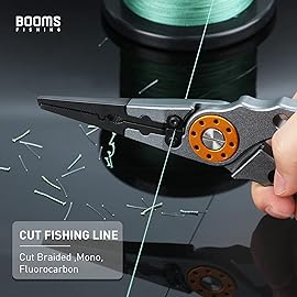Booms Fishing X1 Aluminum Fishing Pliers Hook Remover Braid Line Cutting and Split Ring Pliers with Lanyard and Sheath, Gun Color