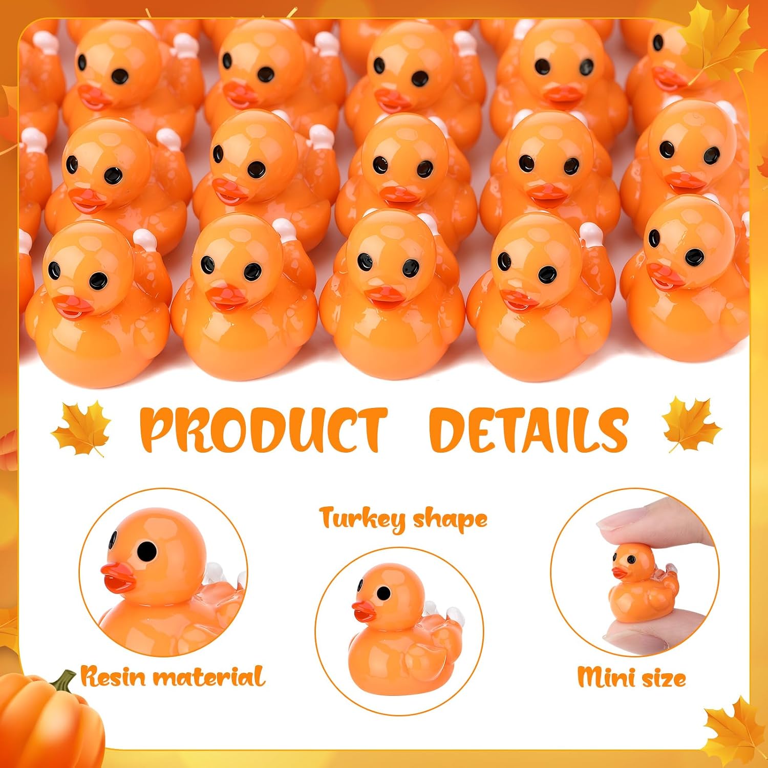 50 Pcs Thanksgiving Resin Ducks Dressed As Turkeys image 3