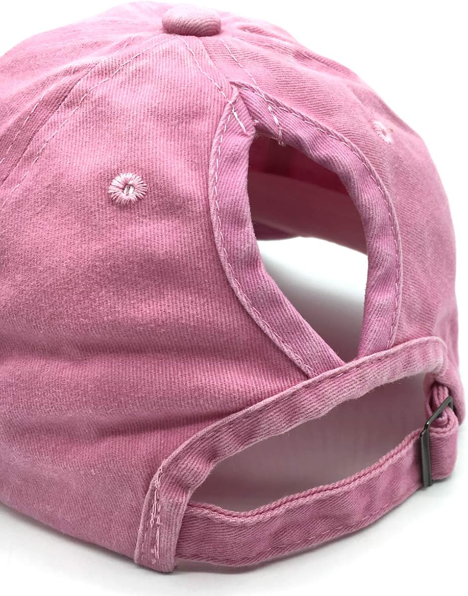 Waldeal Girls' Cute Ponytail Hat Distressed Adjustable Kids Plain Baseball Dad Cap Pink: Clothing, Shoes & Jewelry