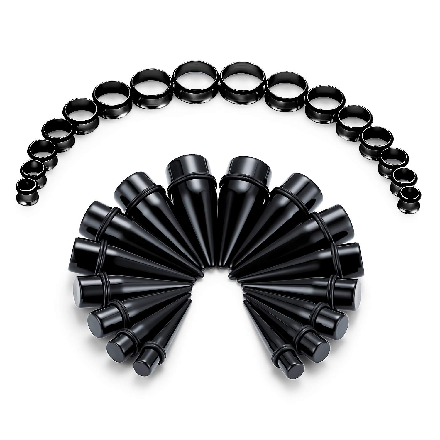 FECTAS 32 pièces Grand Calibre Oreille étirement kit Acier Inoxydable Acrylique Acrylique Bouchons Bouchons Expander Set Piercing Bijoux