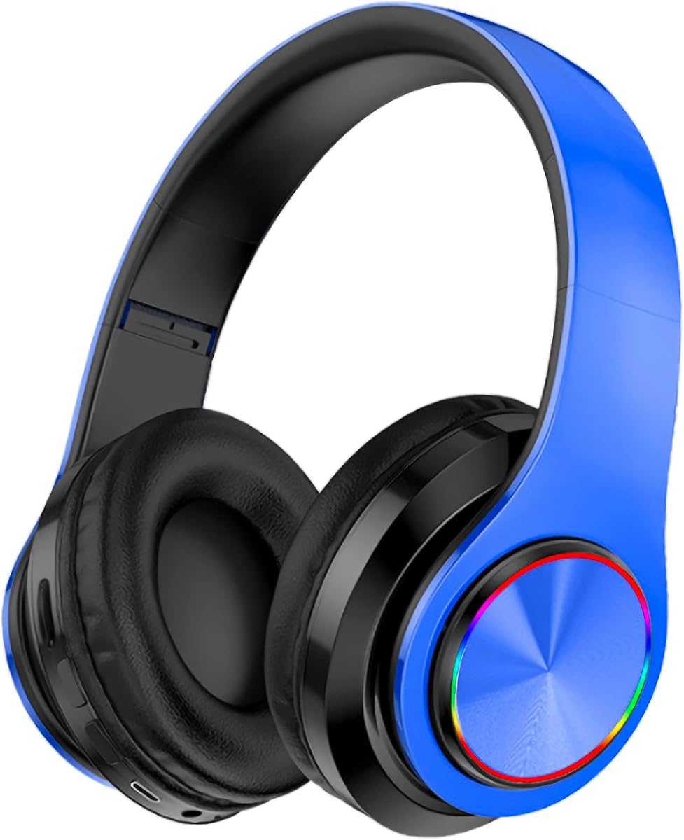 Wireless Bluetooth Headphones-Colorful Light,Stereo | Foldable,Bluetooth 5.0,10 m Range,Stereo Surround,Built-in Microphone,Comfortable affixed Ears