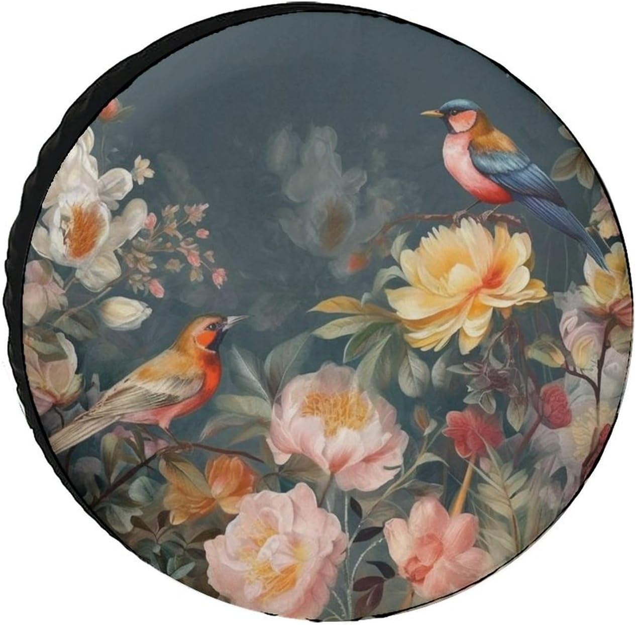 Universal Spare Tire Cover Waterproof Wheel Covers Car Tire Protector Flowers Birds Wheel Protector Dustproof Wheels Tires Cover for RV SUV Truck Camper Trailer 28inch