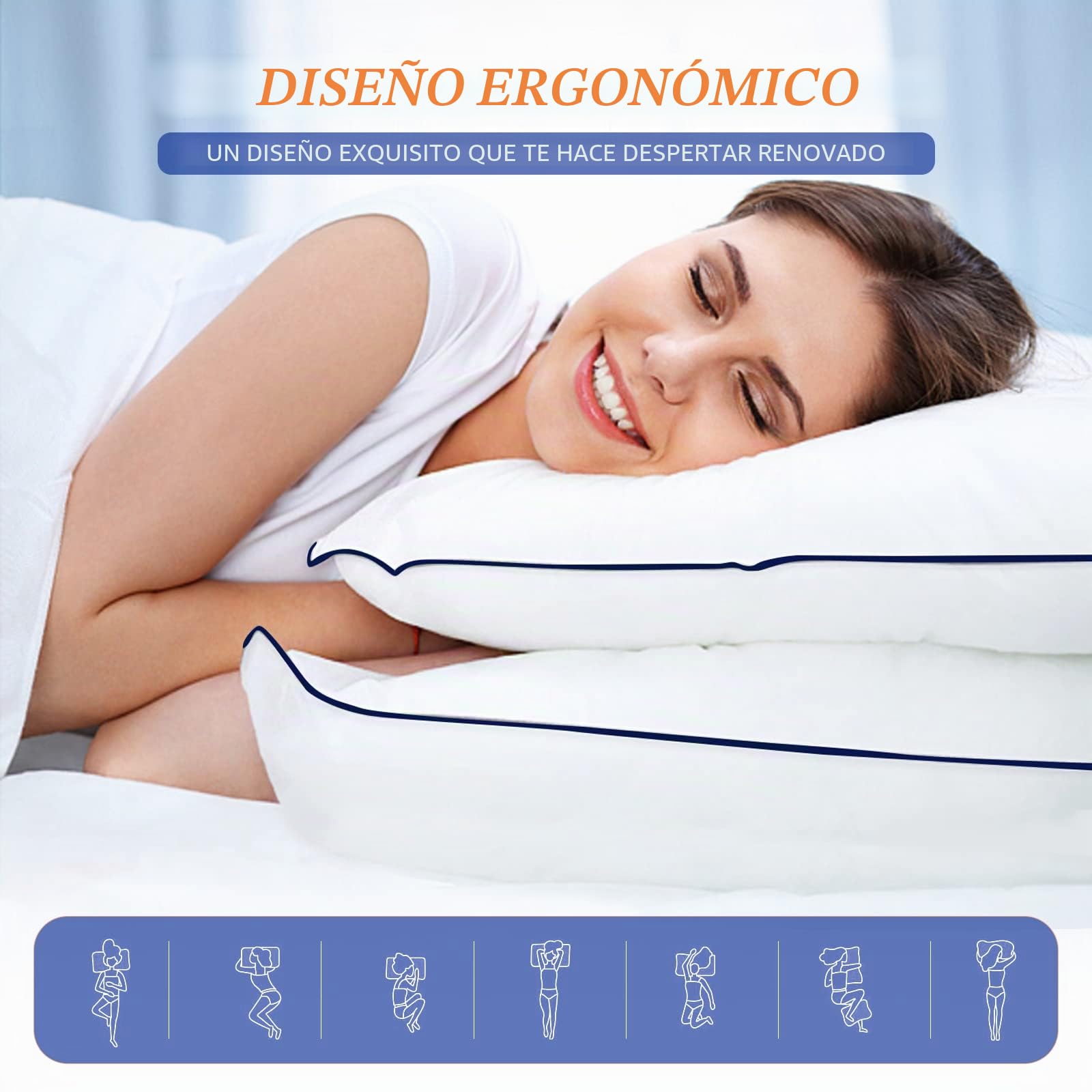 MZOIMZO Almohadas de cama para dormir, tamaño King, juego de 2, calidad de hotel refrescante con relleno alternativo de plumón suave de primera calidad para personas que duermen de espalda, boca abajo