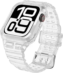 CRIS-BAND Bumper Bands Compatible with Apple Watch Band 45mm 44mm 42mm 41mm 40mm 38mm for Women Men, Water Shock-Proof Strap for iWatch Apple Watch Band with Case for Series 9 8 7 6 SE 5 4 3 2 1