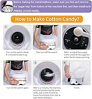 Vista 3 de Mini Máquina de Algodón de Azúcar, Incluye Cuchara de Azúcar, Palitos Máquina de Algodón de Azúcar para Fiesta de Cumpleaños, Regalos, Usos White