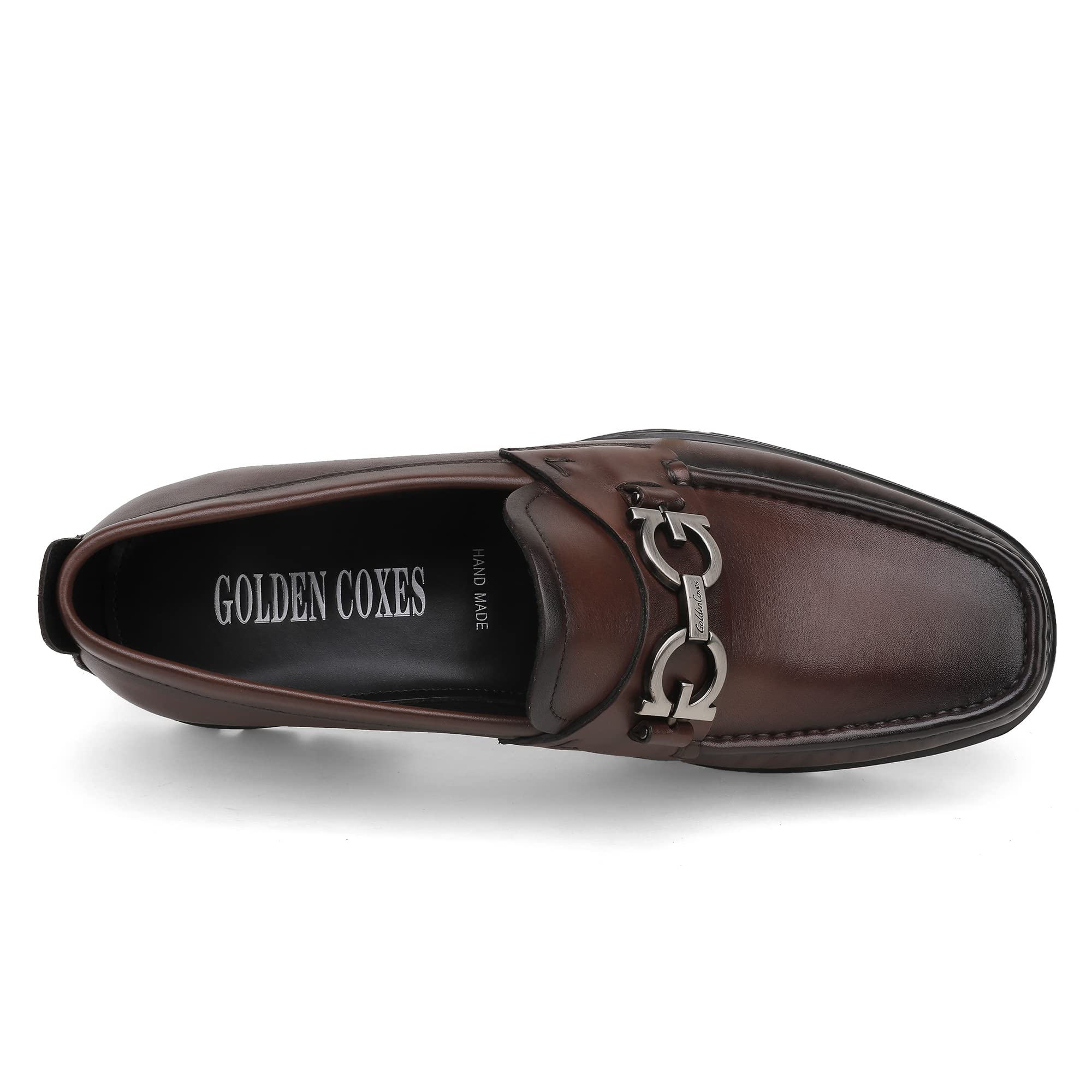 Men's Luxury Coffee Leather Penny Loafers, Classic Fashion Handmade Dress Shoes Casual Slip-on Loafer for Mens