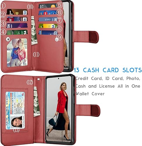 Miniatura 9 de Tekcoo Funda tipo cartera para Motorola Edge+ 2022  Moto Edge Plus 5G UW 2022  Edge 30 Pro  X30  XT2201 Funda de piel sintética para tarjetas de