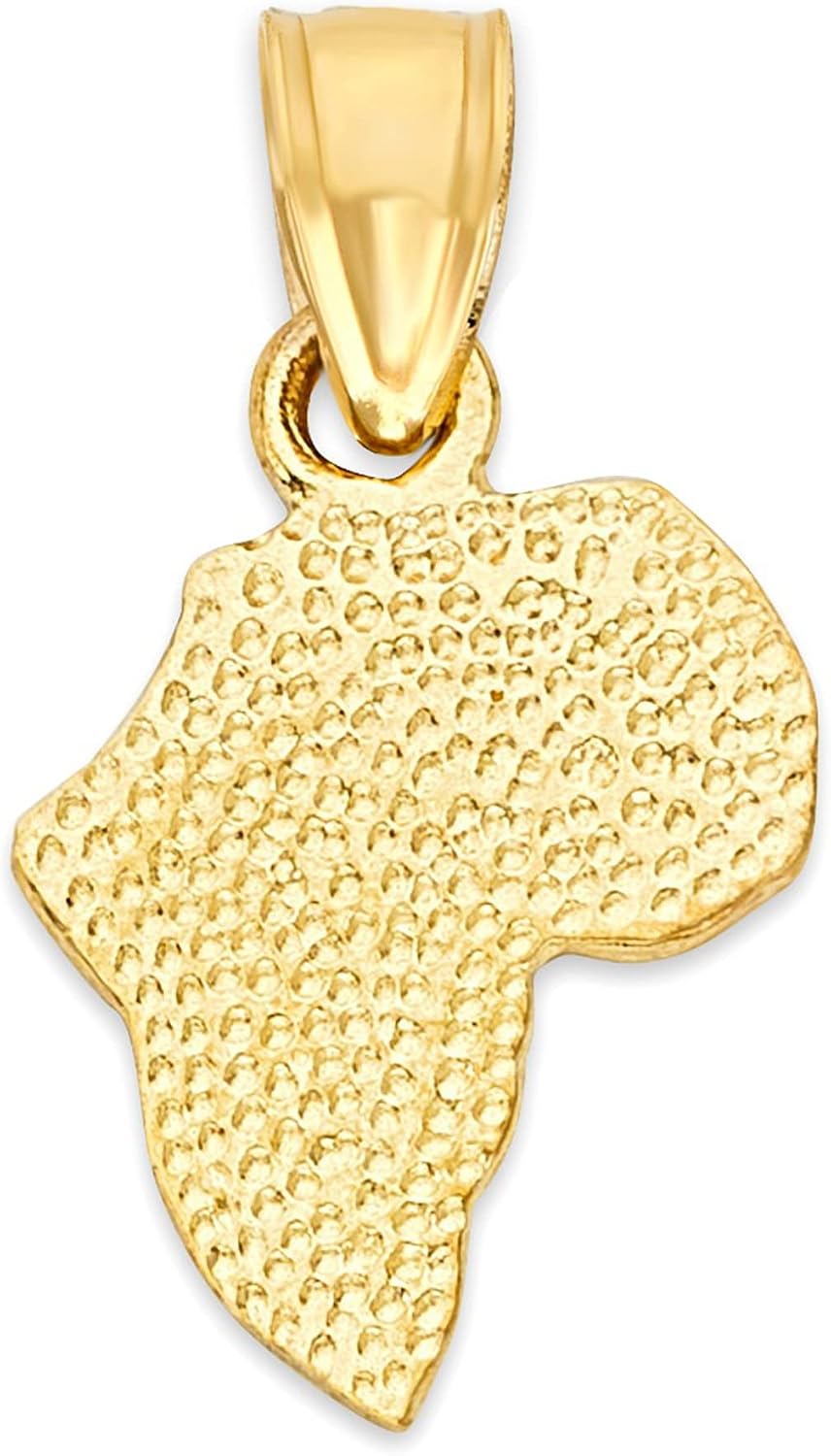 10k Real Solid Gold Dainty Africa Pendant, African Jewelry Gifts for Her