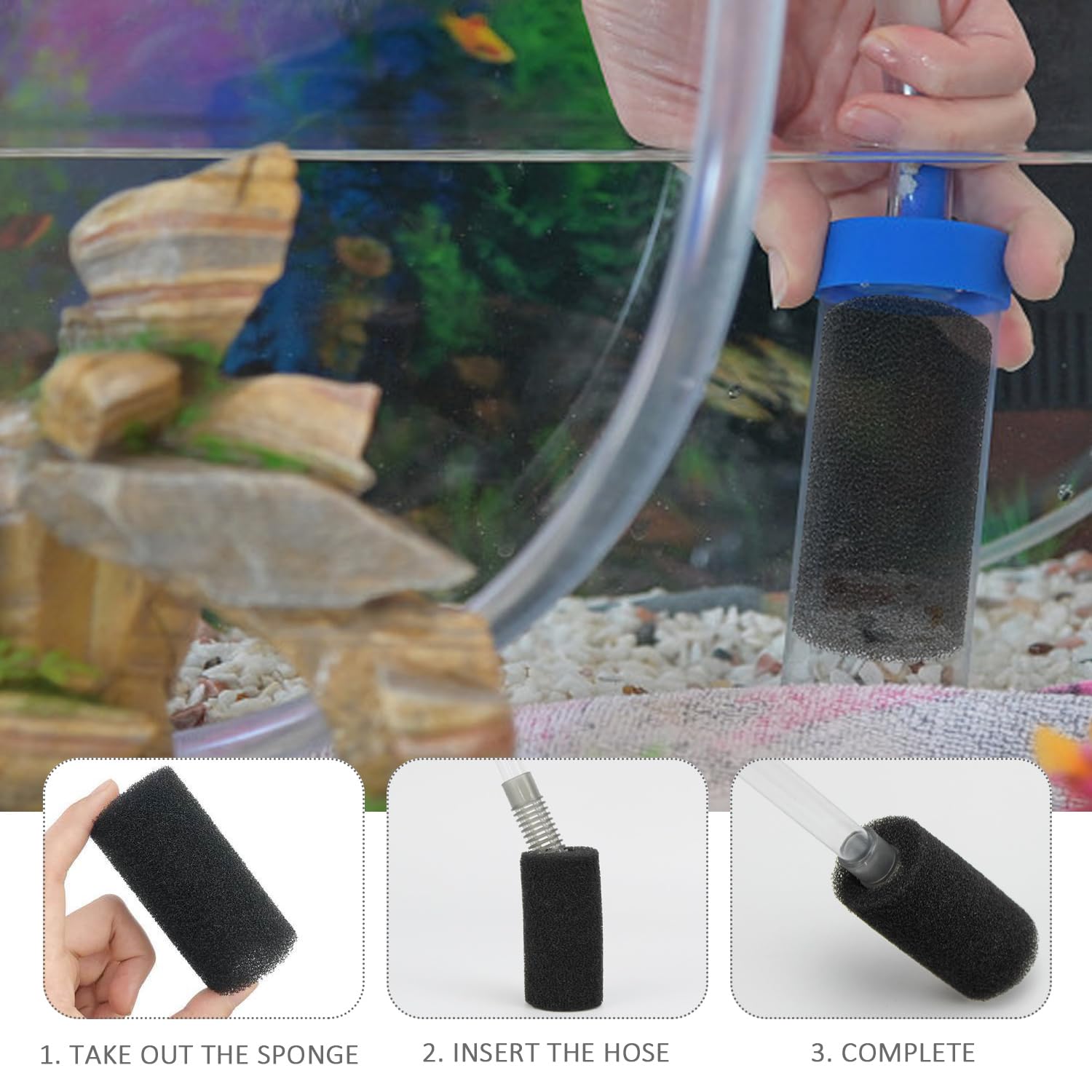 Spugne filtranti nere cotone per acquario pesci