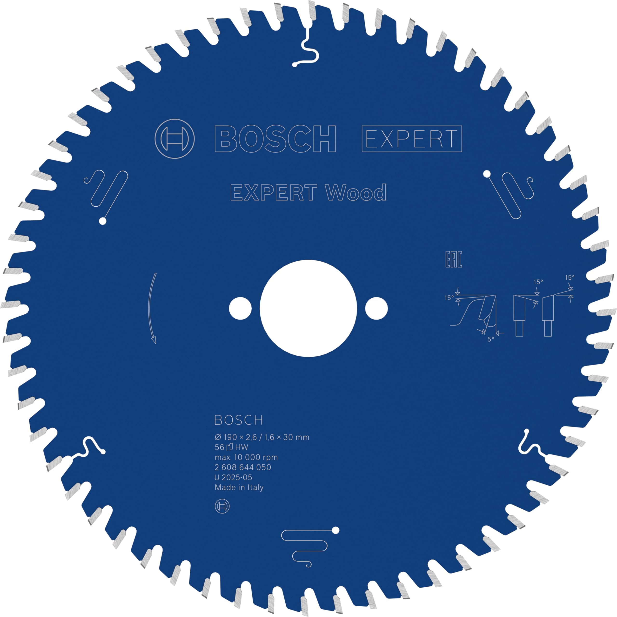 Bosch Professional Brzeszczot do piły tarczowej Expert do drewna (drewno, 190 x 30 x 2,6 mm, 56 zębów, akcesoria do piły tarczowej)
