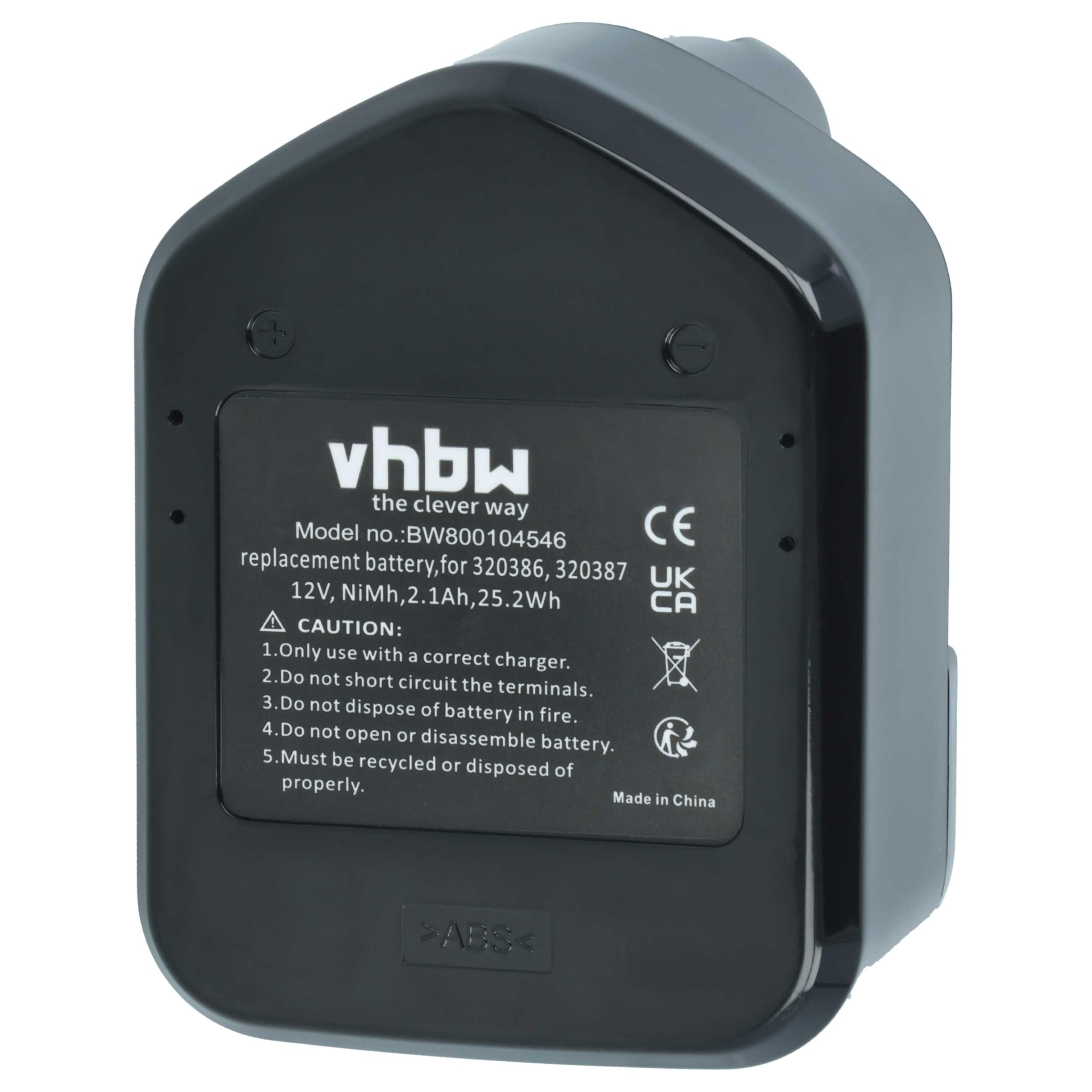 vhbw 2x batteria compatibile con Hitachi DS 12DVF3, DS12DVF2, DS 12DVF2, DS 12DVF, DW18D, DW 18D, DS12DVF3 utensile (2100 mAh, NiMH, 12 V)