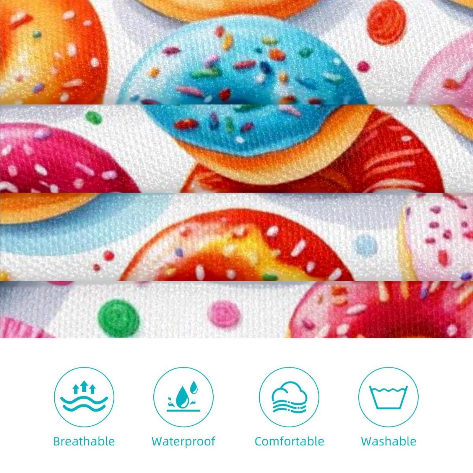 Lot de 2 tabliers de cuisine doux et doux avec 2 grandes poches pour homme et femme Motif donuts, Donuts sucrés et savoureux, L:26.2x34.6in/66.5x88cm;M:26.2x26.6in/66.5x67.5cm