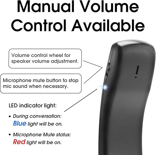 Miniatura 5 de Auricular USB portátil con cable Plug and Play con cable largo de 6.6 ft para softphone ligero 2.75 oz, Retro, control de volumen, silencio de