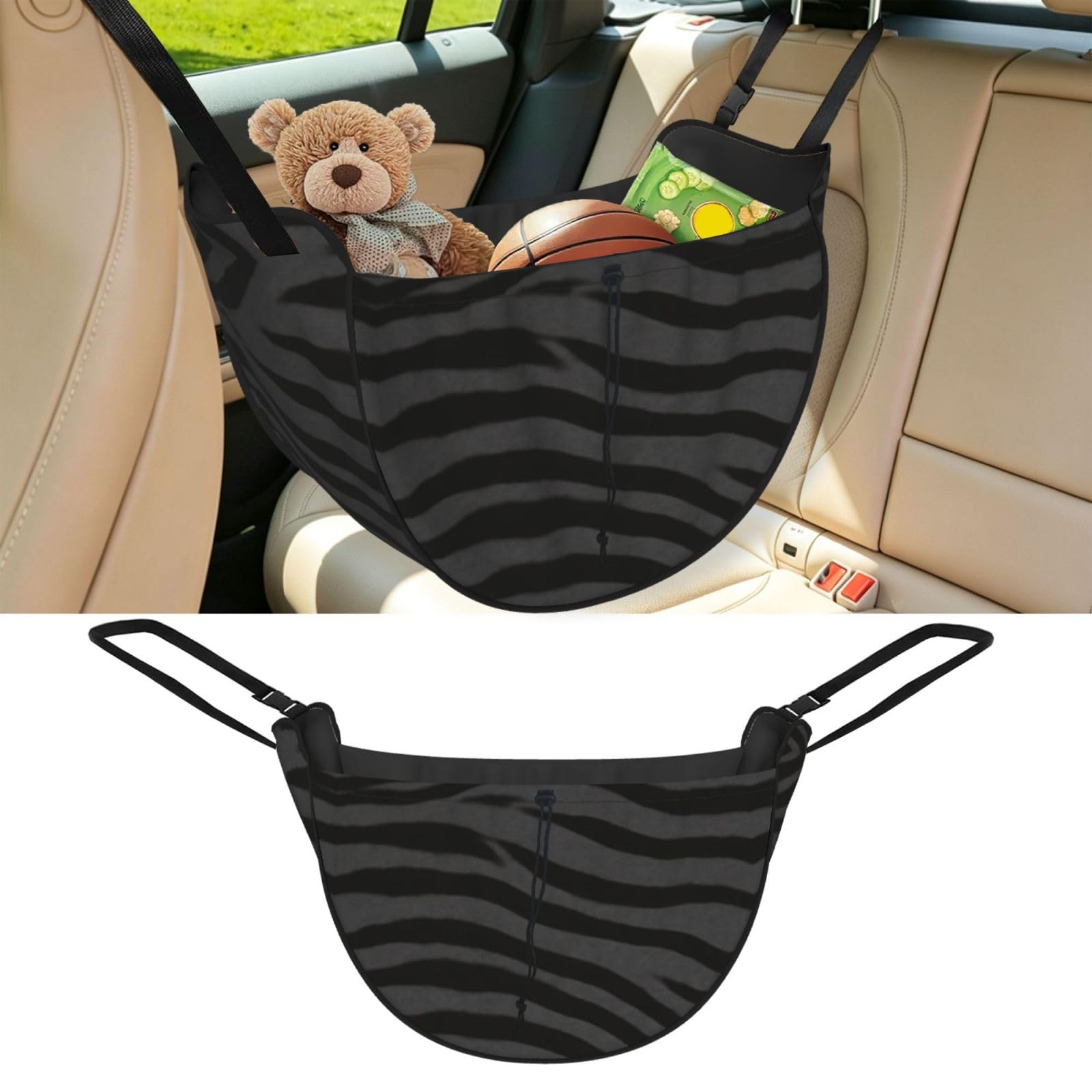 Cntdbu Black Dark Tiger Stripe Car Seat Organizer-Backseat Storage Bag For Travel