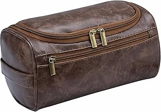 Men's Travel Toiletry Bag, Shaving Bag, Waterproof Toiletry Make-Up Bag, Cosmetic Storage Bag for Travel, Gym, Business and Holiday, Dark Brown
