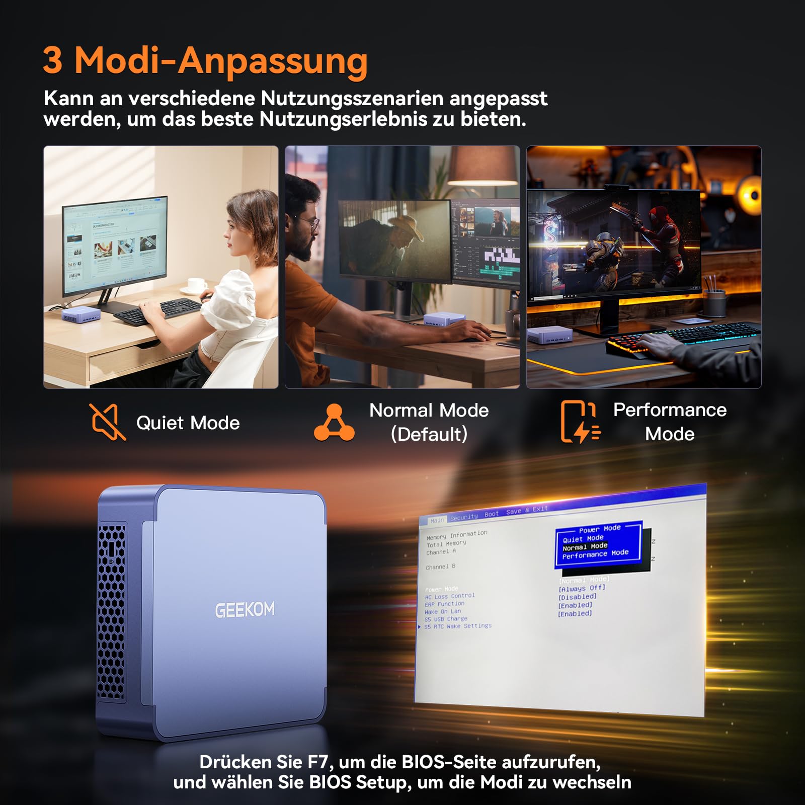 GEEKOM Mini PC AX8 Max Windows 11 Pro Vorinstalliert mit AMD Ryzen 7 8745HS,1TB SSD+16GB DDR5, AMD Radeon 780M | 2,5Gbps Dualer LAN Port | 8K Quad-Display | 2xUSB4 für Gaming/Kreativität/Office/Home