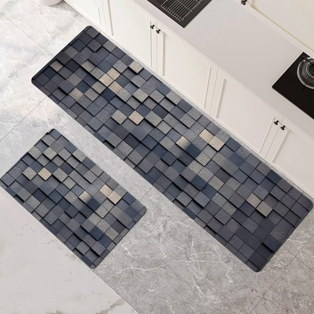 Alfombras de cocina súper absorbentes y de secado rápido, juego antideslizante de 2 piezas