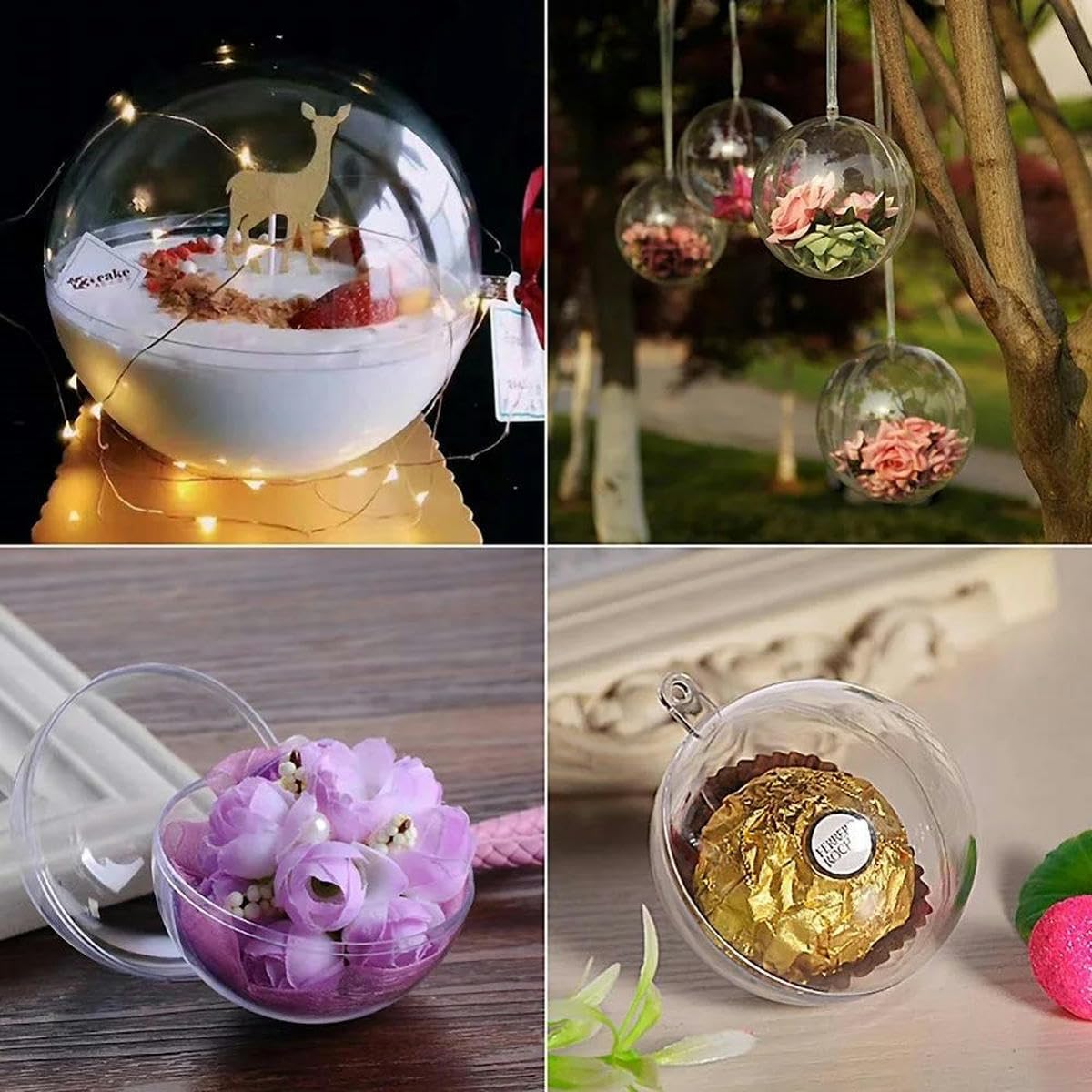 Adornos navideños para el hogar, Bolas Transparentes, Adornos Colgantes para Bodas, Fiestas, Bolas de Navidad, Adornos, 10 Unidades, 12 cm