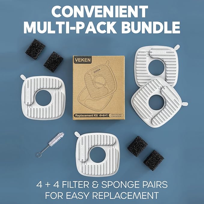 Veken 4 Filtros y 4 Esponjas de Repuesto para Fuente de Agua para Gatos miniatura 8