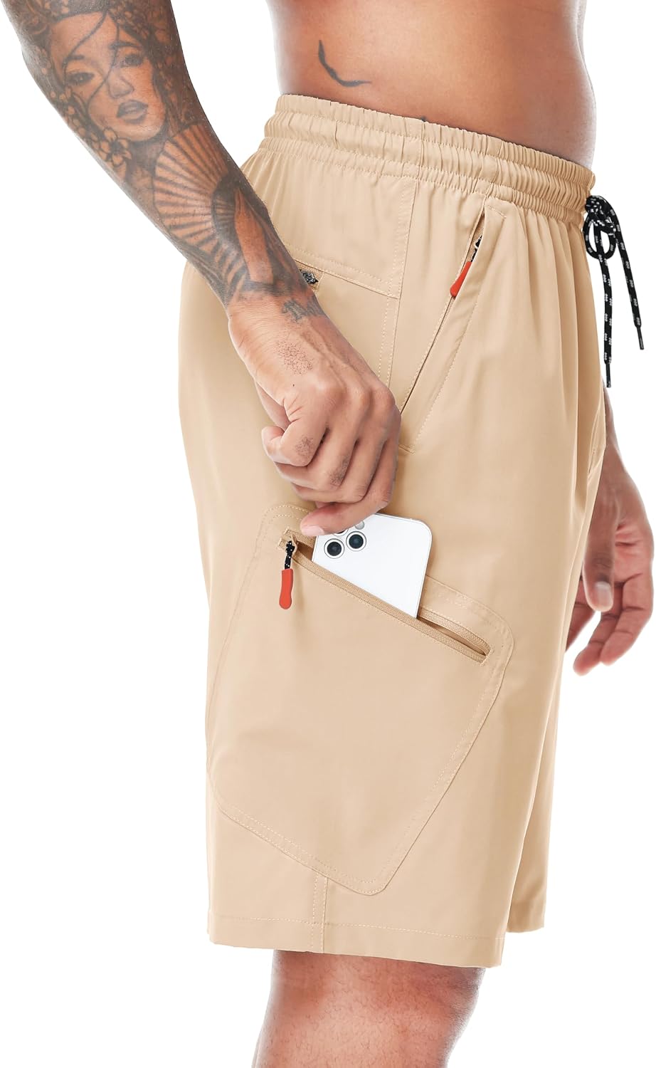 LAZYDAY Men's Hiking Cargo Shorts with Zipper Pockets Elastic Waist Quick Dry for Outdoor,Travel,Summer,Fishing
