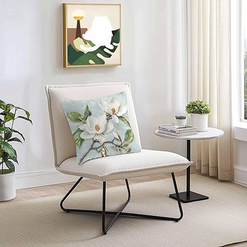 Miniatura 3 de Funda de almohada impermeable para exteriores, diseño de flores de magnolia blanca, fundas de cojín decorativas, con textura de pintura al óleo