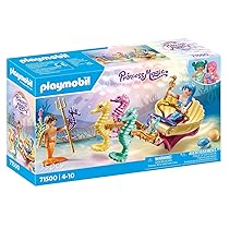 PLAYMOBIL Princess Magic 71500 Carrozza delle Sirene, Inclusi Sette cavallucci marini e Conchiglie Decorative, Giochi di Ruolo Divertenti, Giocattolo Realistico per Bambini dai 4 Anni in su