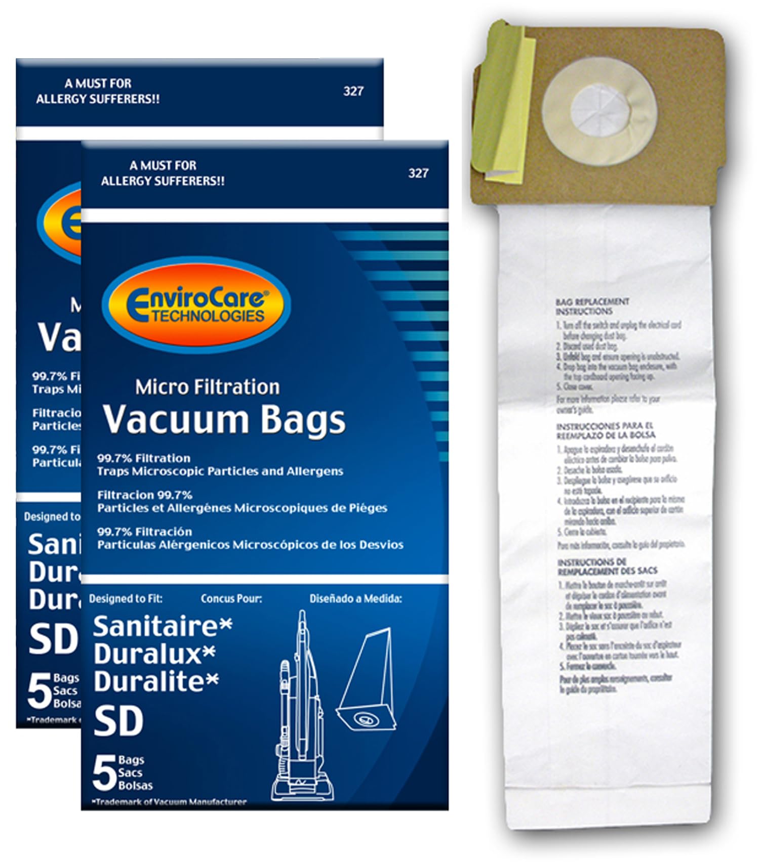 EnviroCare Replacement Micro Filtration Vacuum Cleaner Dust Bags Designed to Fit Sanitaire, Duralux, and Duralite Style SD 10 Pack