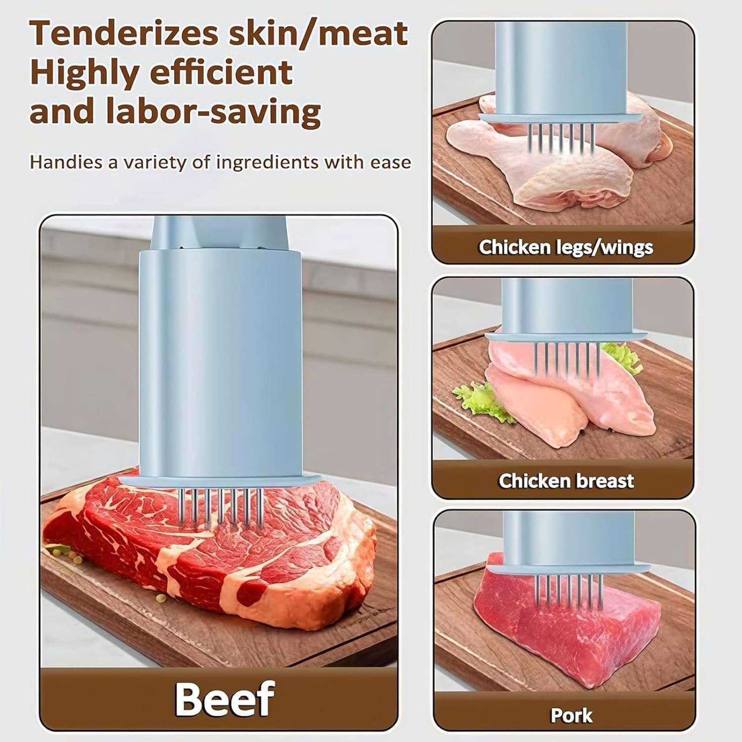 Electric Meat Tenderizer Kit, Commercial Meat Tenderizer Kit, 13 Stainless Steel Needles, Nearly a Thousand Times Per Minute Piercing, Waterproof Design, for Beef Chicken Steak