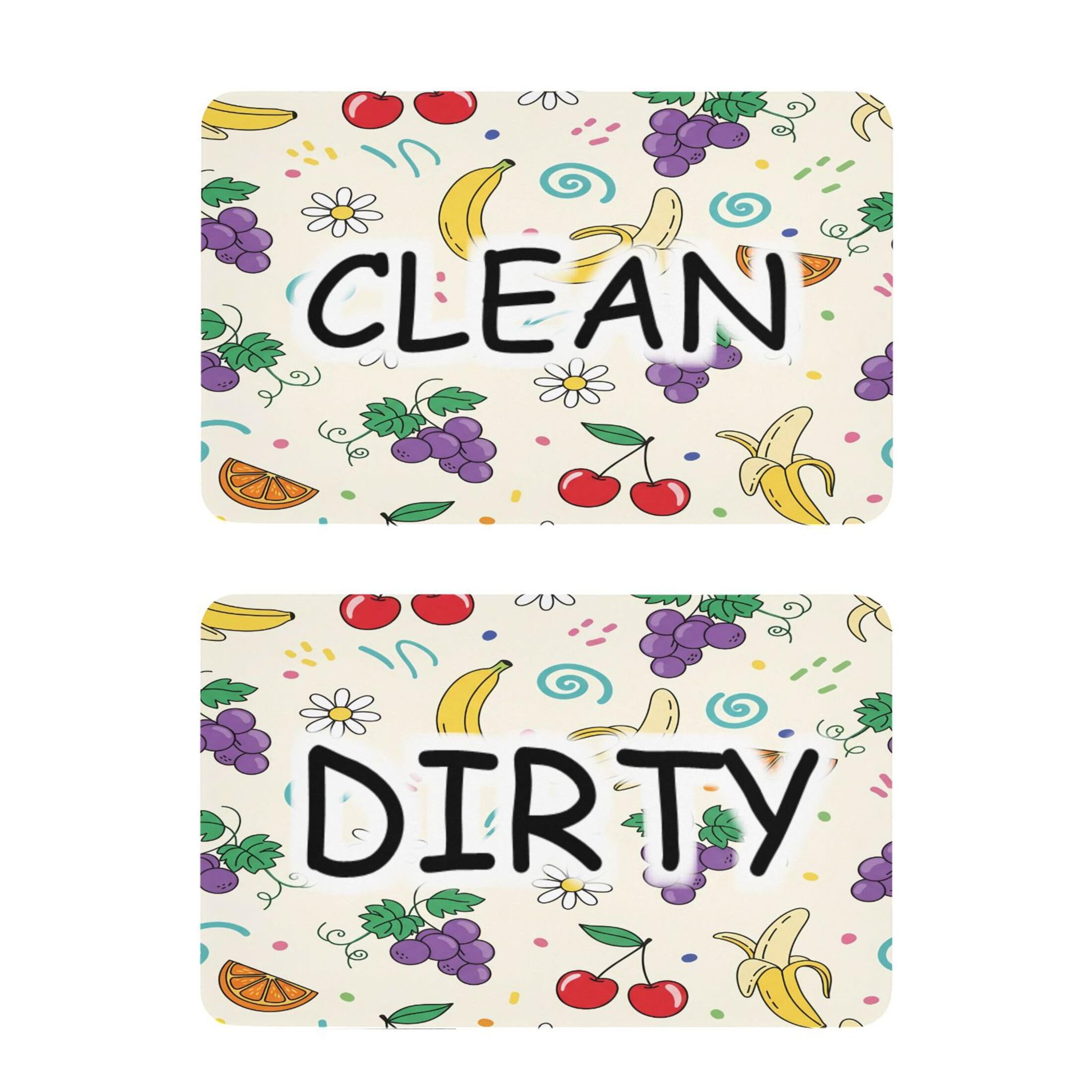 Kutsu Dishwasher Magnet Clean Dirty Sign Indicator, Fruits Fridge Magnet, Easy to Read, 2 Pack