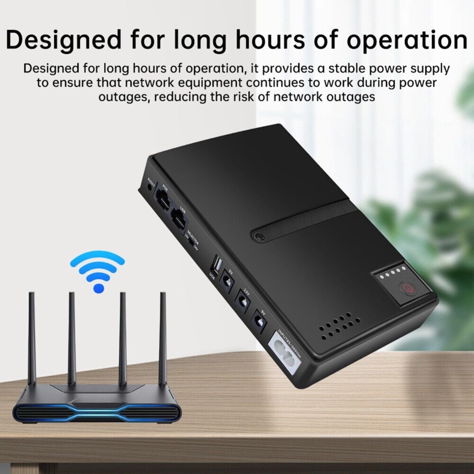 Zasilacz bezprzerwowy UPS 5 V/9 V/12 V Wyjście wielonapięciowe Zapasowy zasilacz akumulatorowy do routerów WIFI Zasilacz zapasowy z przypomnieniem o niskim poziomie naładowania akumulatora