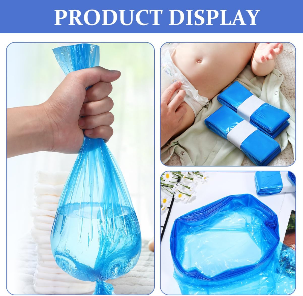 10pcs Diaper Pail Replacement Bags Pe for Diaper Disposal Spacious Design for Easy Handling Compatible Pails Convenient Reusable