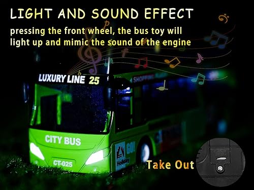 Miniatura 8 de Crelloci City Bus Die Cast Alloy Pull Back con sonidos y luces y coche de juguete City Bus Die Cast Turismo de dos pisos Autobús de Londres