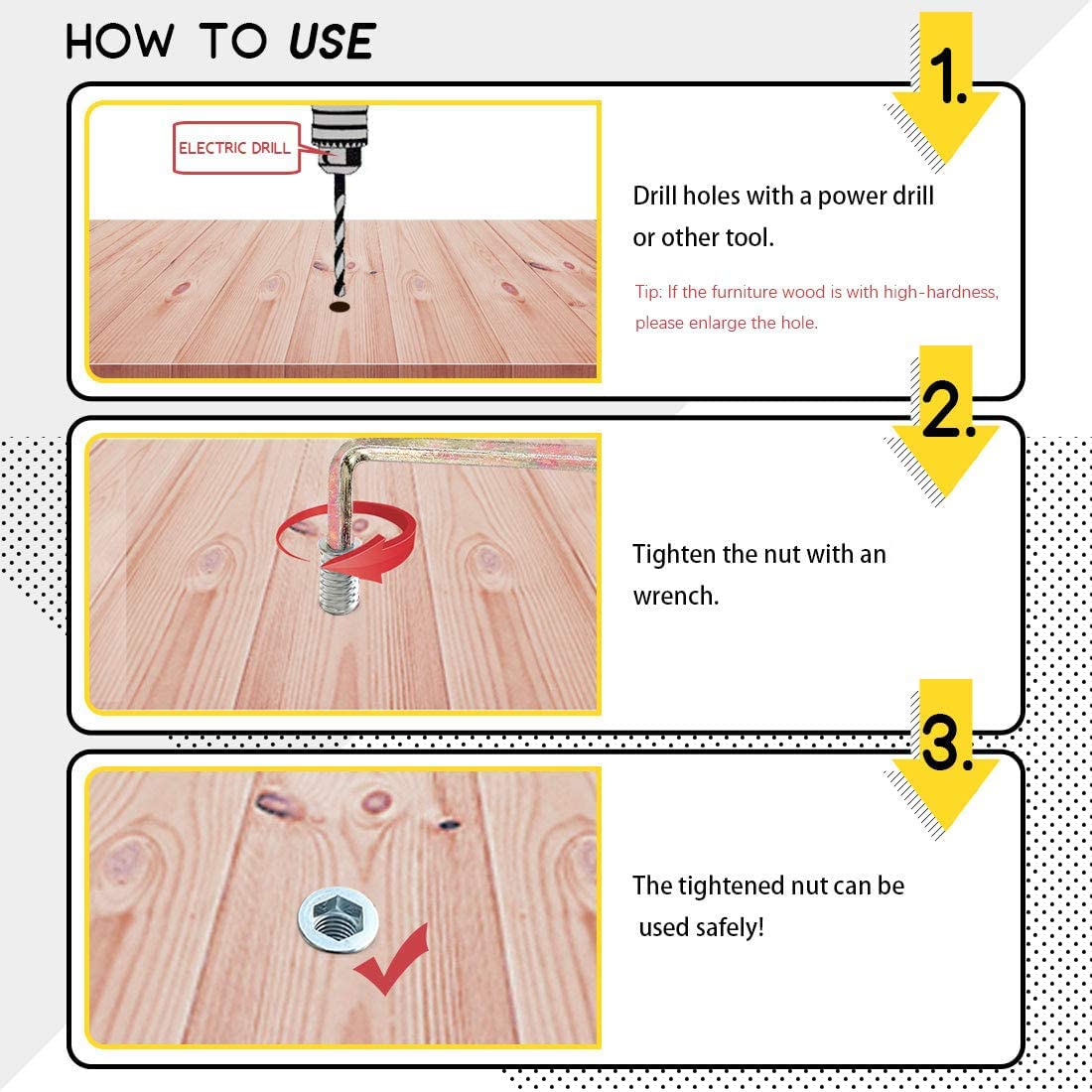 Dadi Esagonali Fissaggio Legno Inserti Filettati Per Legno - Dadi Esagonali Per Fissaggio, Misure M4, M5, M6, M8, M10 Boccole Filettate Per Legno - Foto 8