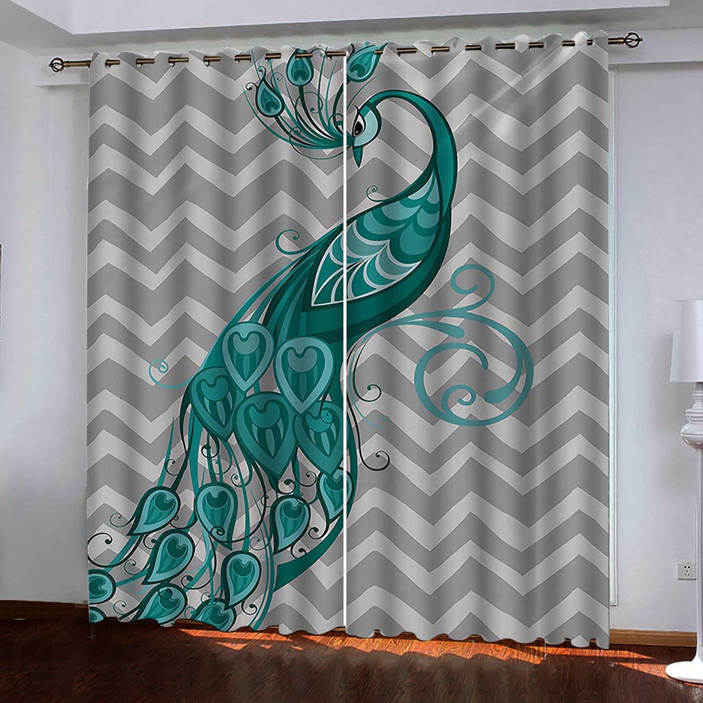 Rideaux occultants imprimés en 3D salon moderne opaque vert paon