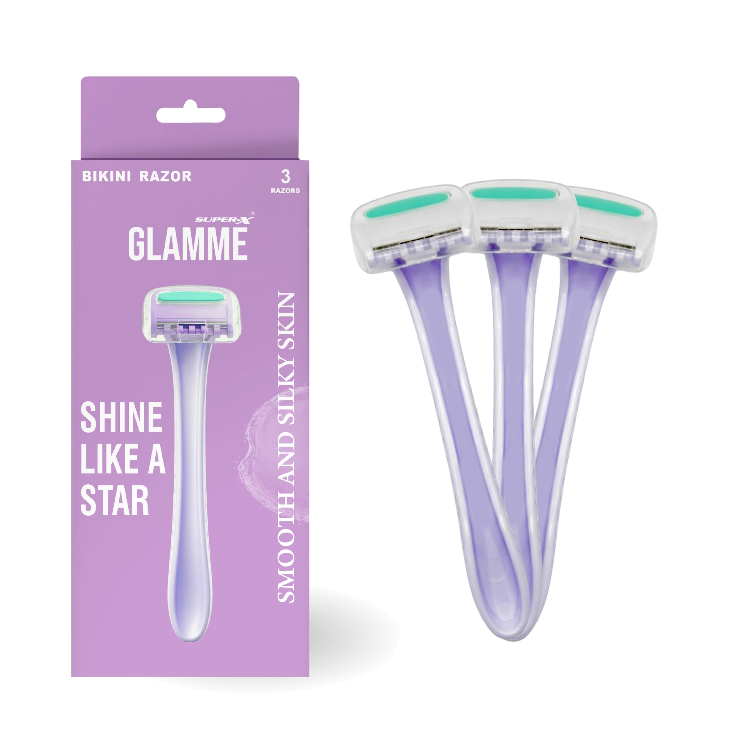 bikini razor for women | reusable body hair removal razor for bikini line, underarms & legs | smooth & easy shaving | protective cover | pack of 3