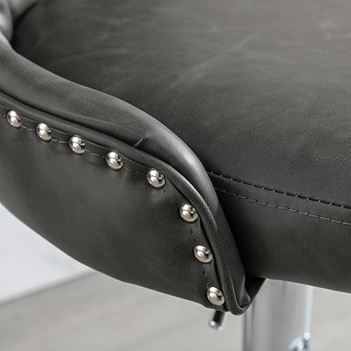 Miniatura 6 de TRIPLE TREE Juego de 2 taburetes de bar giratorios, Sillas para Barra de Cocina, taburetes de bar de piel sintética con respaldo y base plateada,