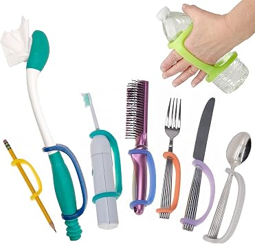 EaZyHold Senior Daily Living Aid, Elderly Care Pack Silicone Universal Cuff for Independence, Geriatrics and Assisted Living, Grip Handles for Hand Mobility 8-Pack