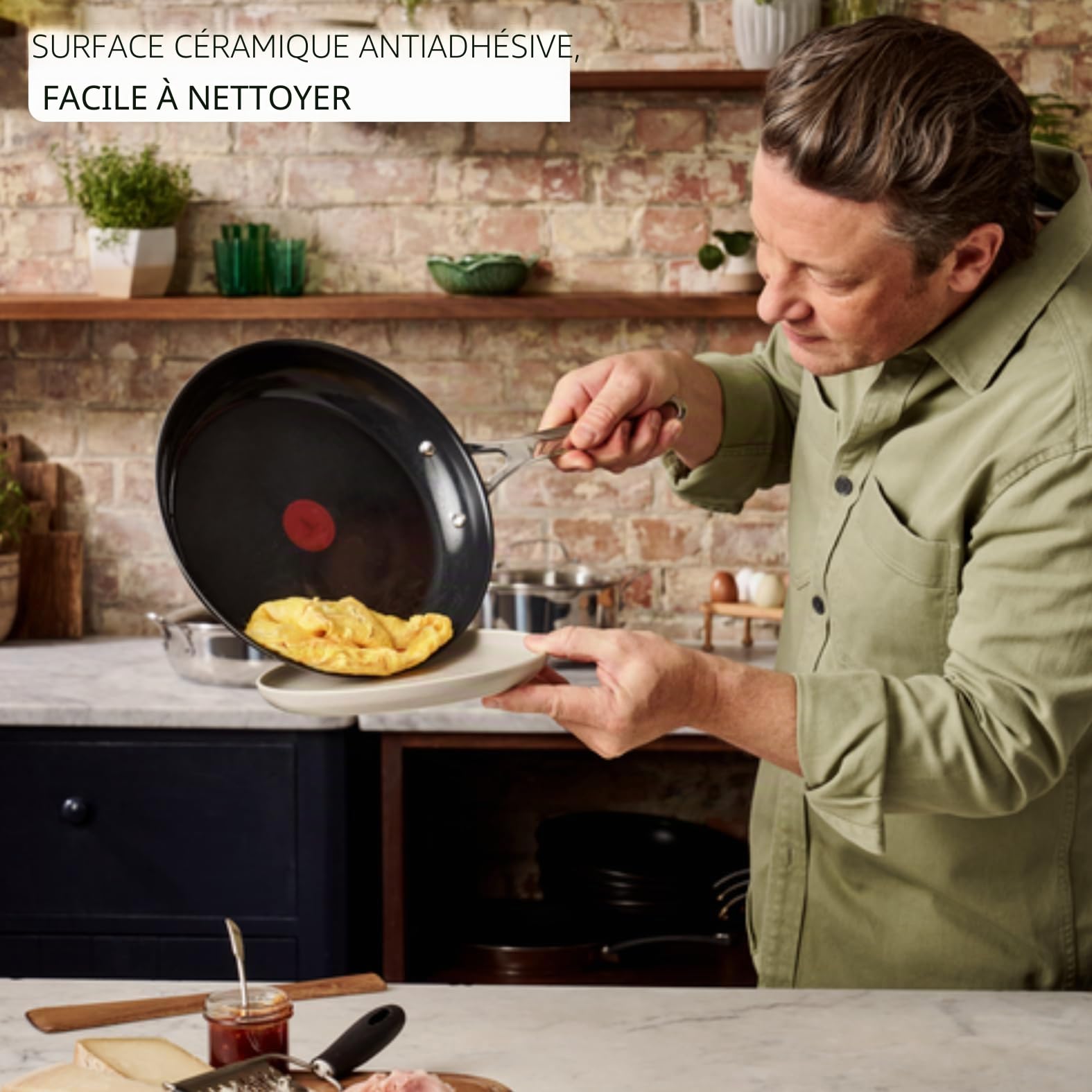 Tefal Jamie Oliver by Direct Cook, Poêles 24/28cm, Revêtement antiadhésif en céramique, H880S334