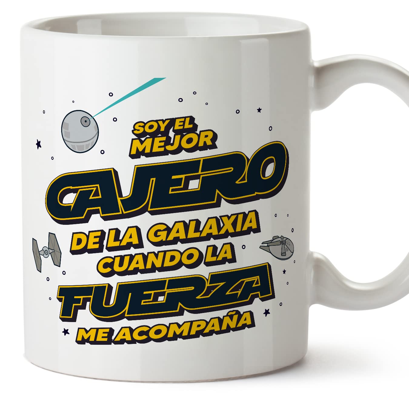 MUGFFINS Tazas para JEFE hombre - En Español - Mejor de la Galaxia Cuando Fuerza me Acompaña - 11 oz / 330 ml - Regalo original y divertido — view 282